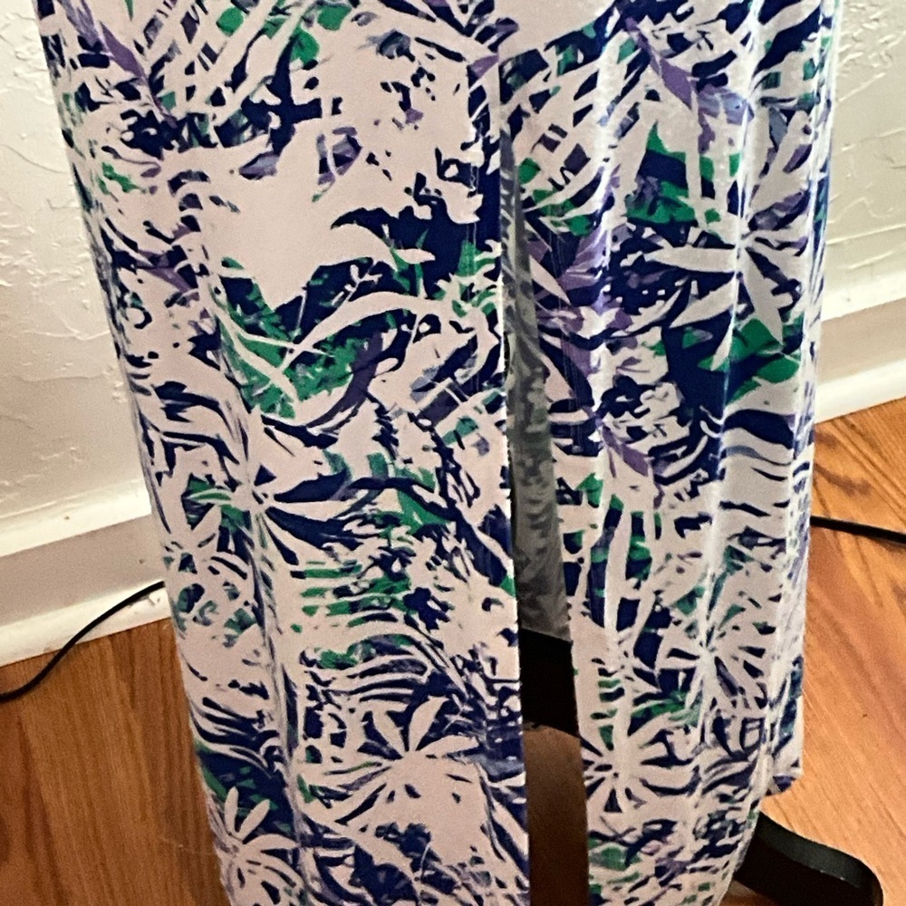 Marc New York Blue White Palm Smocked Maxi Dress Medium - Picture 4 of 5
